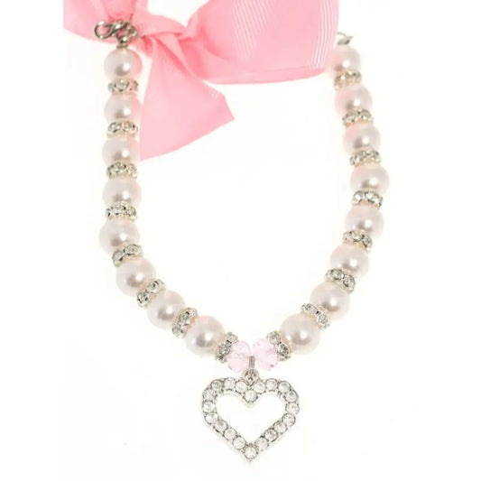 Pearl Heart Charm Pet Necklace - Urban - 1