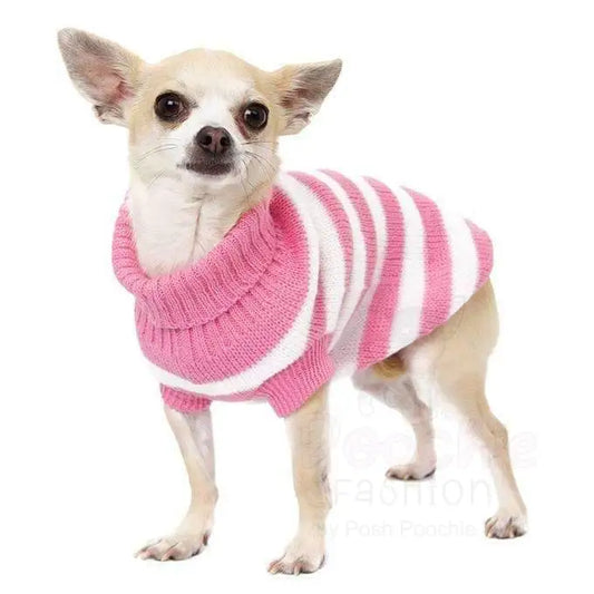 Pink and White Candy Stripe Dog Jumper - Posh Pawz - 2
