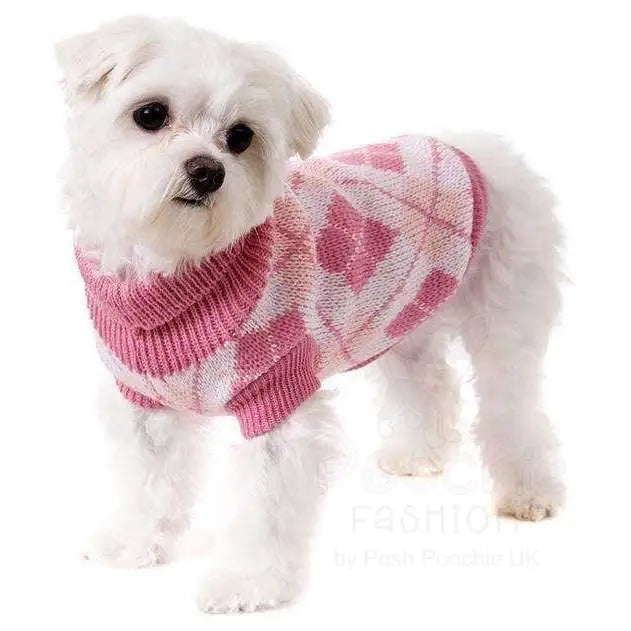 Pink Argyle Dog Jumper - Posh Pawz - 2