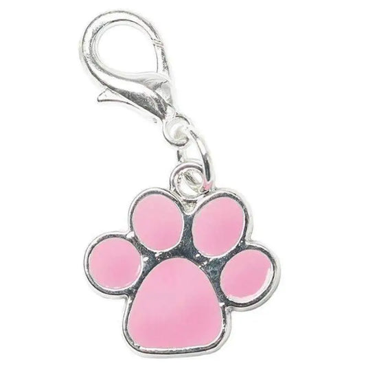 Pink Enamel Paw Dog Collar Charm - Urban - 1