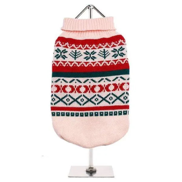 Pink Fair Isle Vintage Dog Jumper - Urban - 1