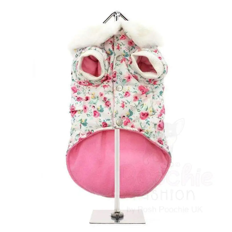 Pink Floral Cascade Designer Dog Coat - Urban - 3