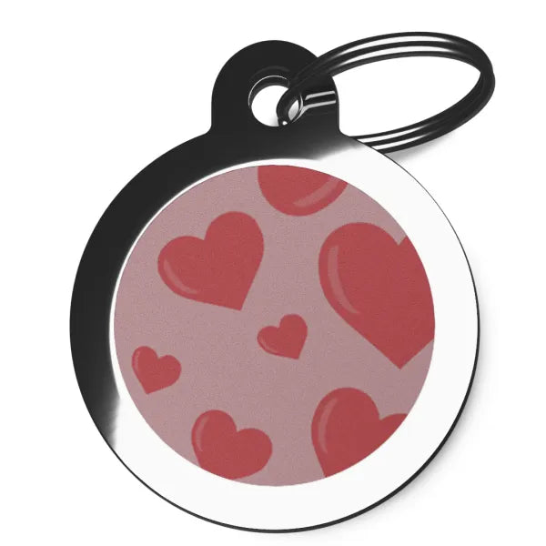 Pink Love Hearts Pet Id Tag - Ps Pet Tags - 1