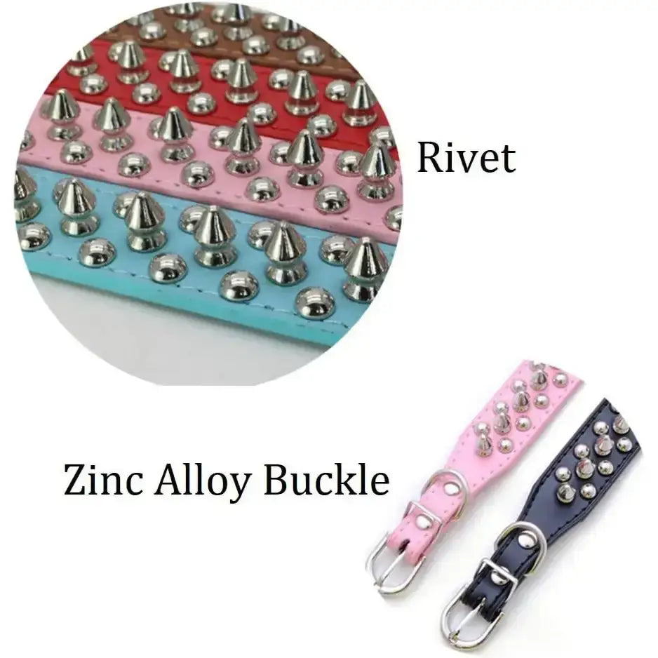 Pink Metro Spike Vegan Leather Dog Collar - Posh Pawz - 3