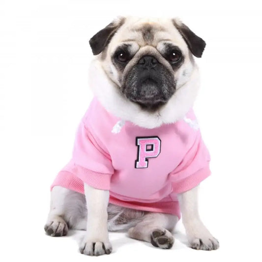 Pink Personalised Embroidered Letter Hoodie - Rich Paw - 1