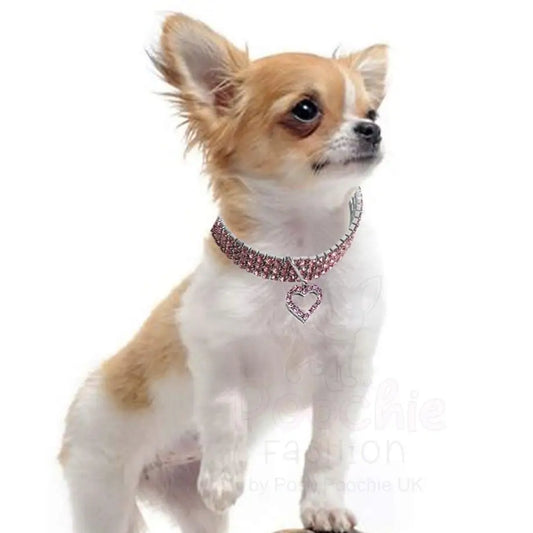 Pink Rhinestone Crystal Pet Necklace with Heart Pendant - Posh Pawz - 2