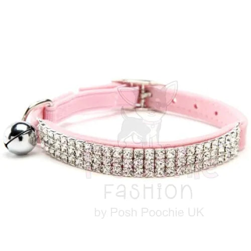 Pink Velvet Luxury Rhinestone Crystal Cat Collar - Posh Catz - 4