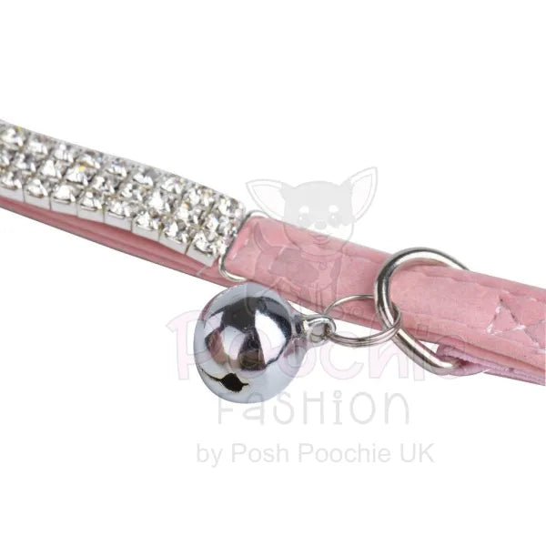 Pink Velvet Luxury Rhinestone Crystal Cat Collar - Posh Catz - 2