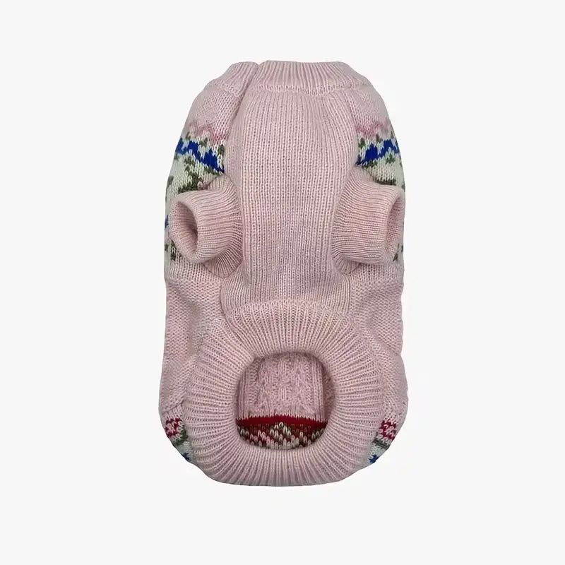 Pink Vintage Rose Chunky Cable Knit Dog Jumper - Posh Pawz - 5