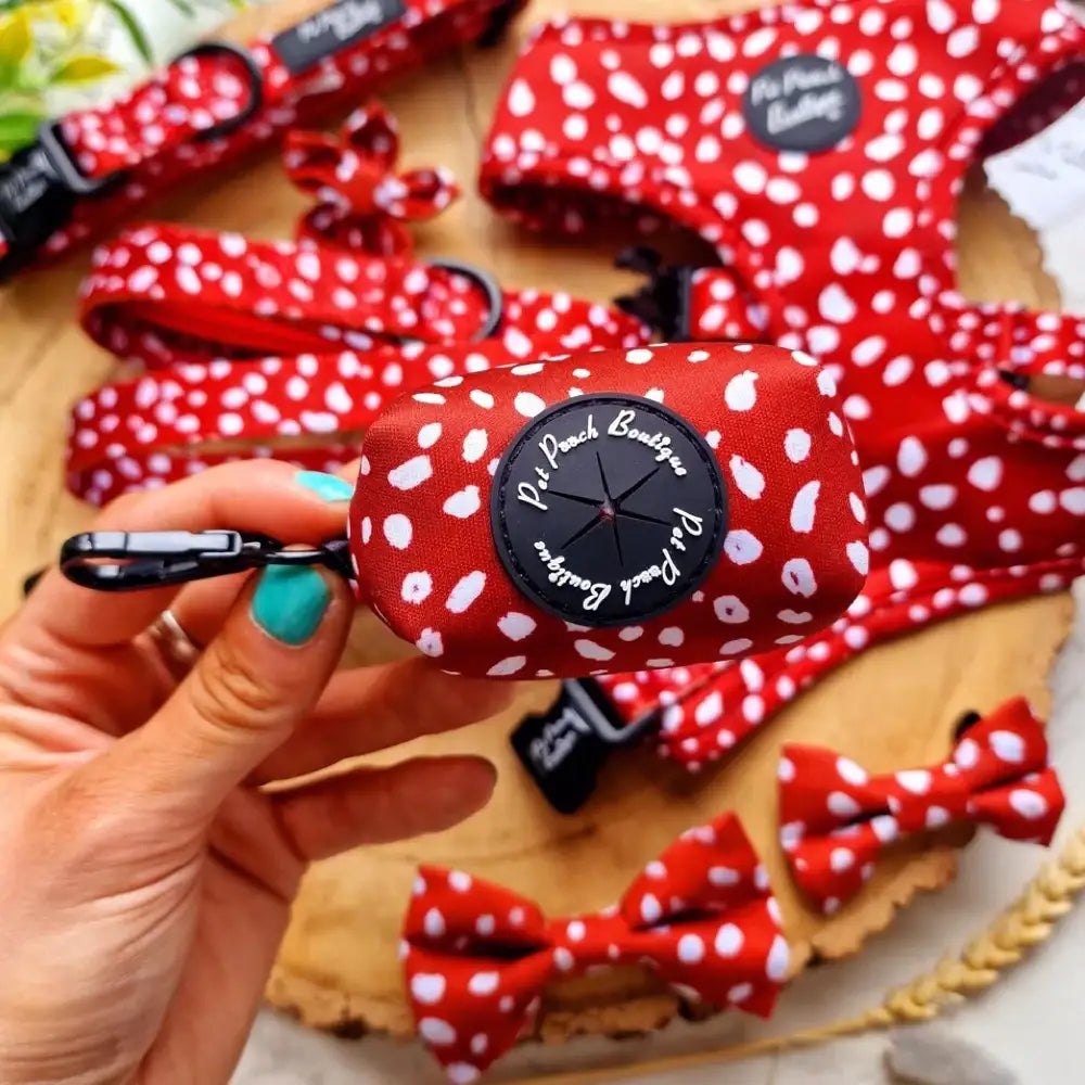 Poppy Toadstool Spots Dog Poo Bag Holder - Pet Pooch - 1