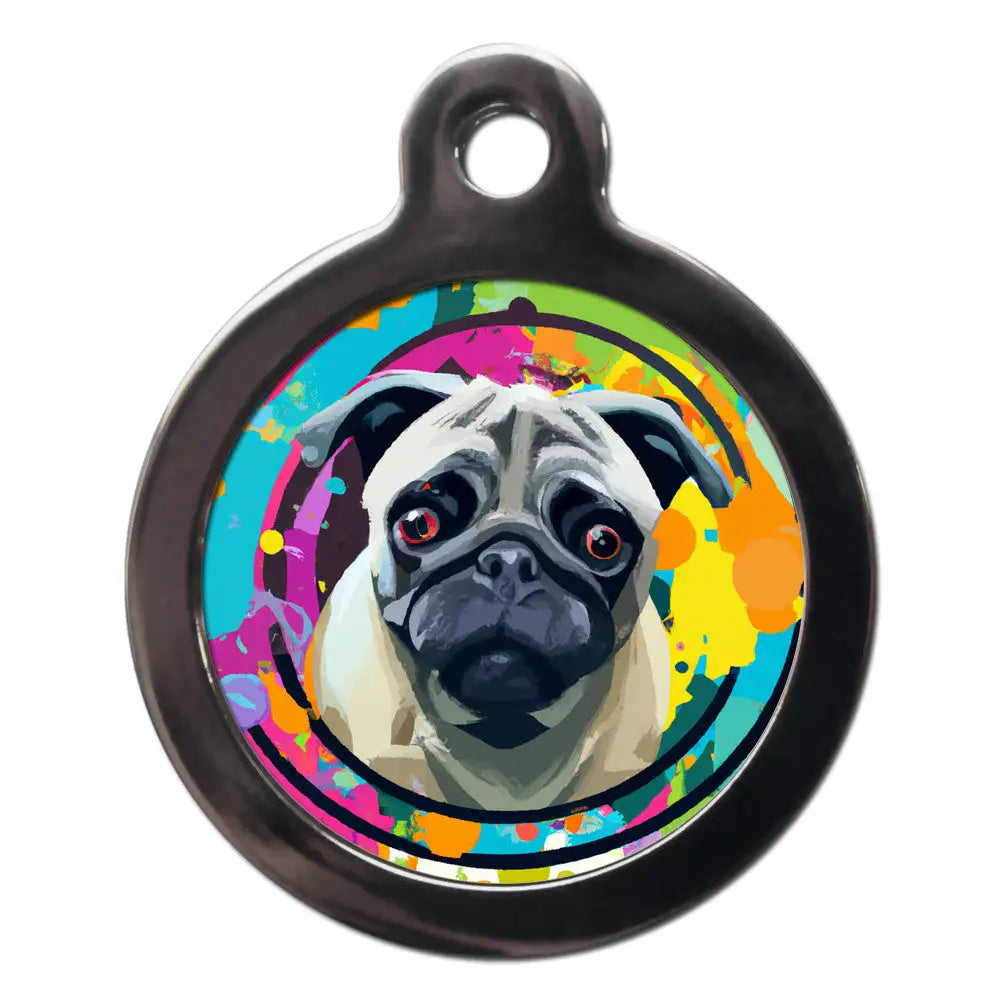 Pug Graffiti Dog Id Tag - Ps Pet Tags - 1