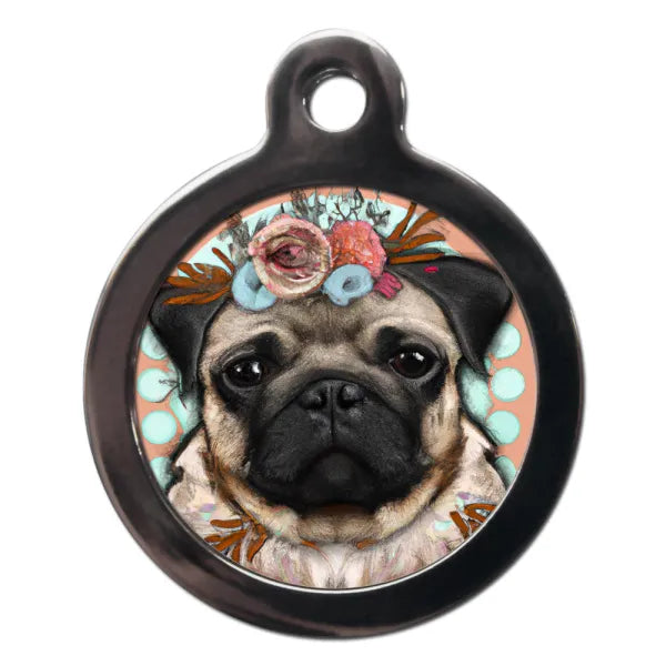 Pug Hippy Dog Id Tag Ps Pet Tags 1