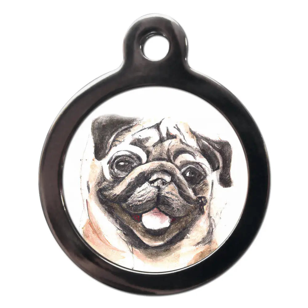 Pug Portrait Dog Id Tag - Ps Pet Tags - 1