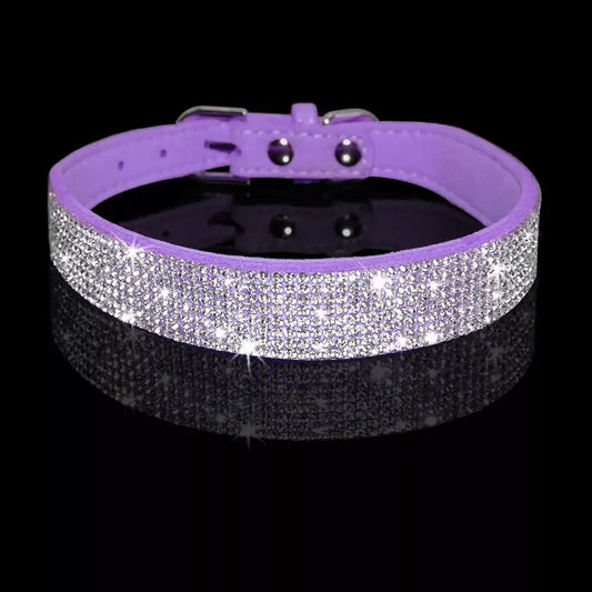Purple Crystal Eco-suede Dog Collar - Posh Pawz - 2
