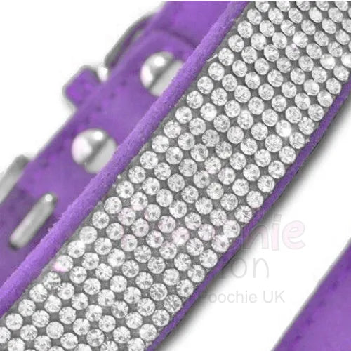 Purple Crystal Eco Suede Dog Collar Posh Pawz 3