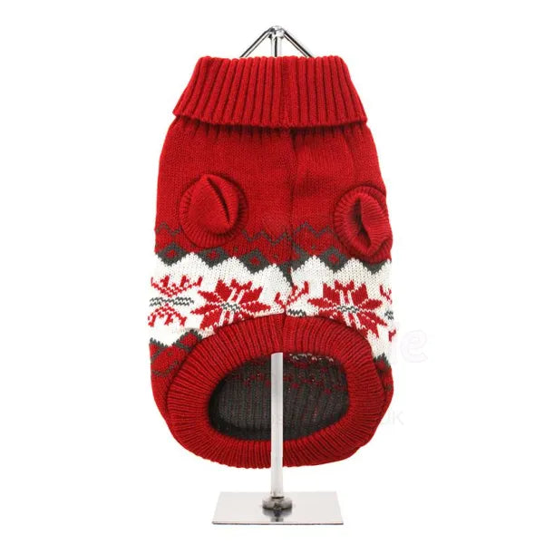 Red Alpine Snowflake Dog Jumper - Urban - 3