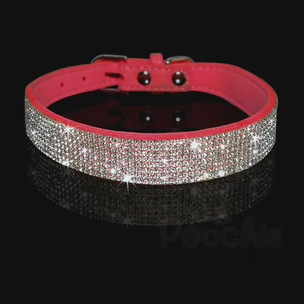 Red Crystal Eco-suede Dog Collar - Posh Pawz - 2