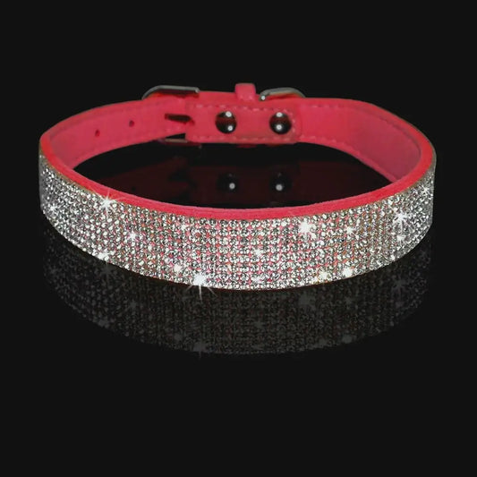 Red Crystal Eco-suede Dog Collar - Posh Pawz - 2