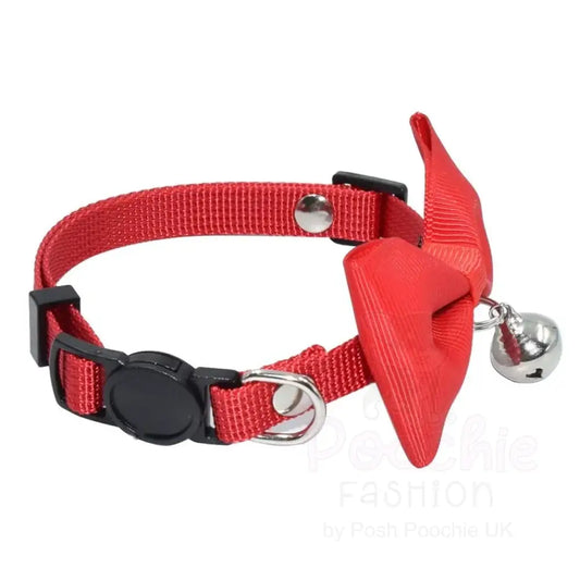 Red Handmade Bow Tie Cat Collar - Posh Catz - 2