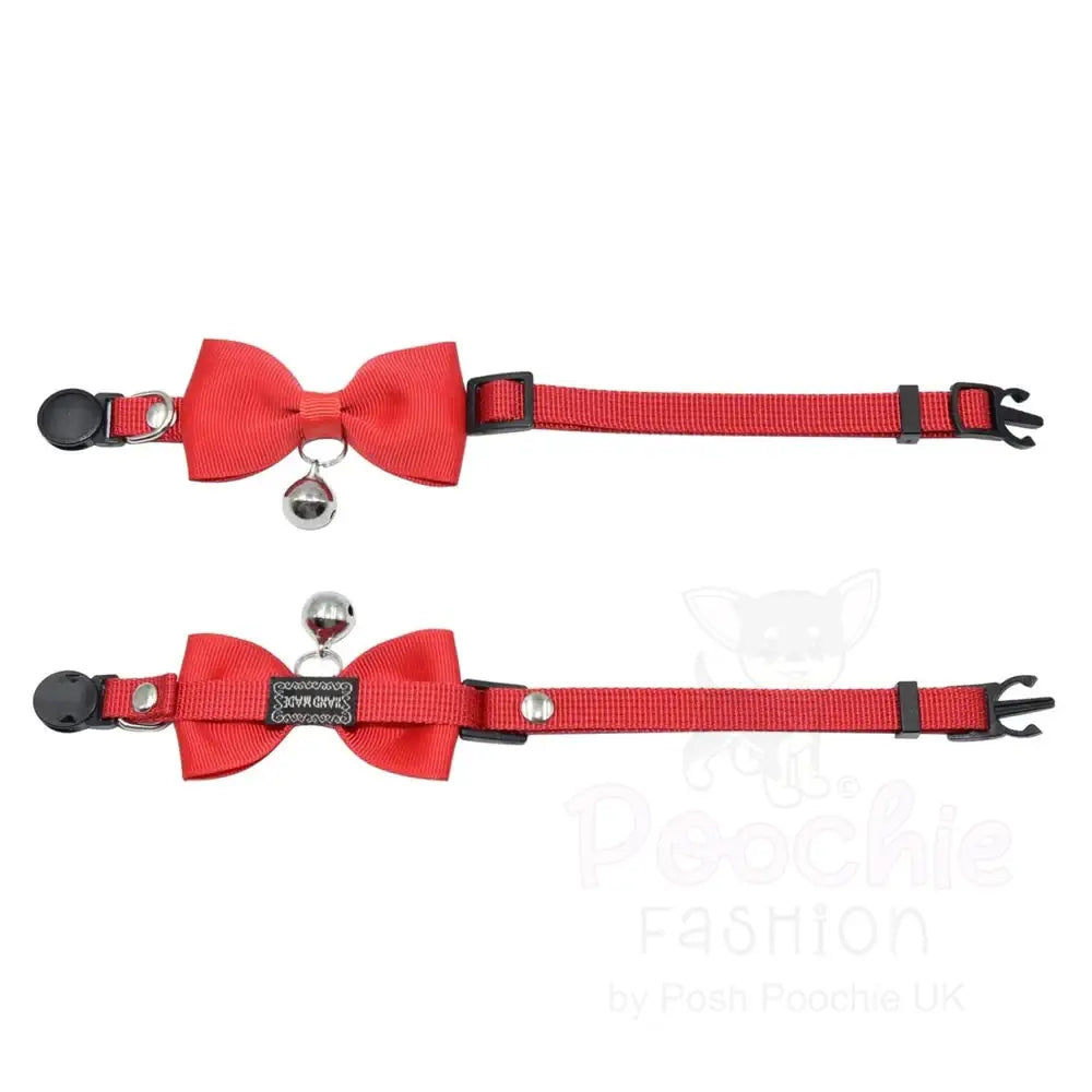 Red Handmade Bow Tie Cat Collar - Posh Catz - 3