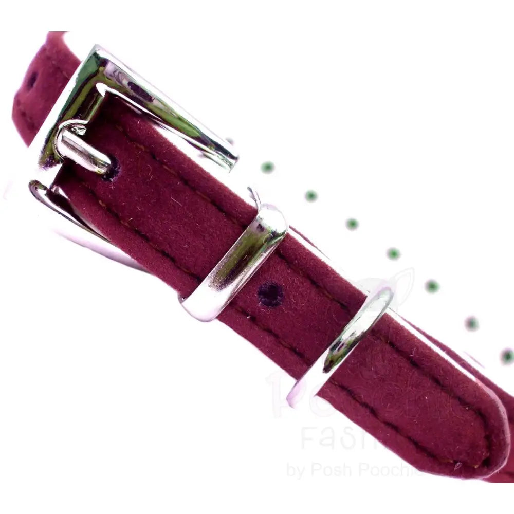 Red Plush Velvet Diamante Dog Collar - Sale - 3