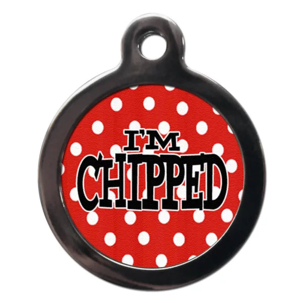 Red Polka Dot I’m Chipped Cat Id Tag Ps Pet Tags 1