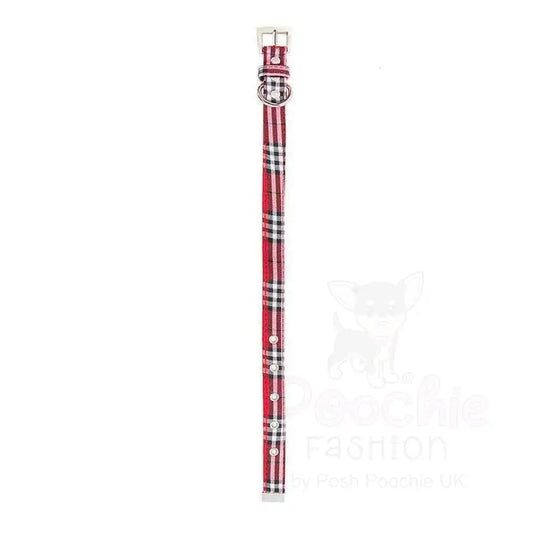 Red Tartan Fabric Dog Collar - Faults - Small - Sale - 2