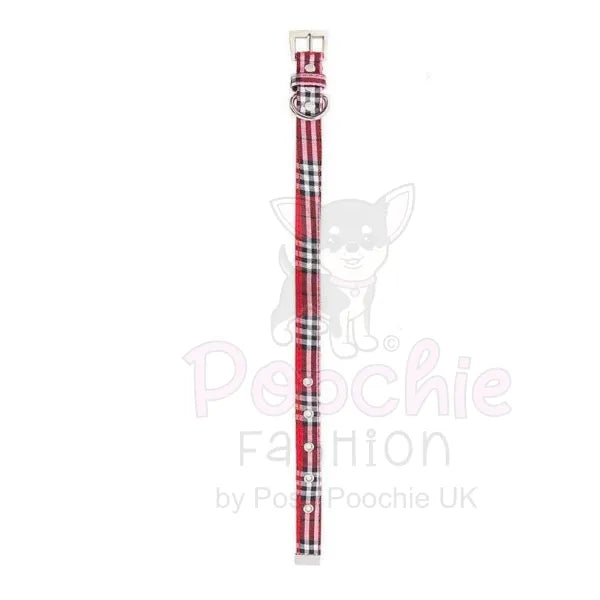 Red Tartan Fabric Dog Collar - Urban - 2