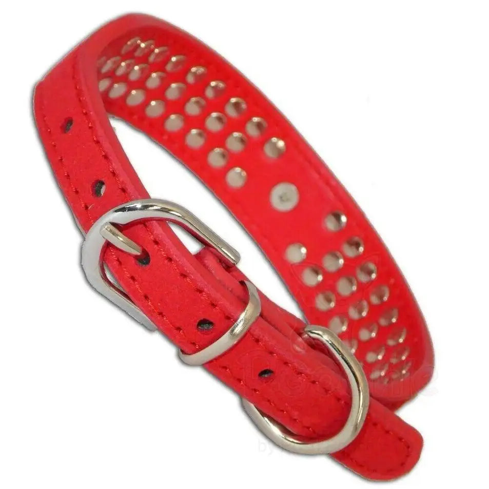 Red Triple Rhinestone Eco-suede Dog Collar - Posh Pawz - 5