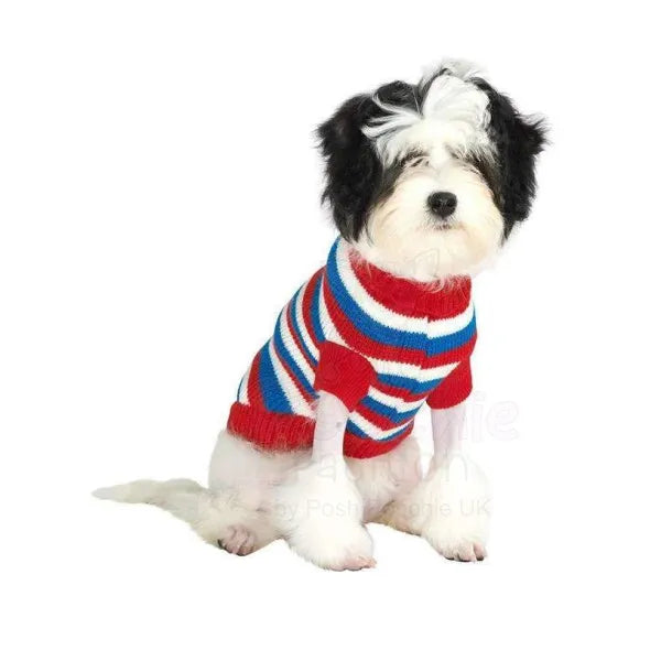 Red White and Blue Striped Dog Jumper - Urban - 2
