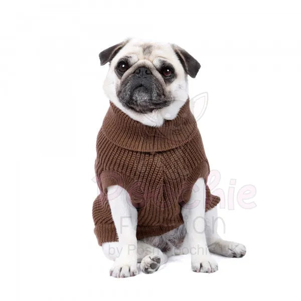 Ribbed Turtle Neck Supersoft Dog Jumper in Cocoa Brown - Rich Paw - 3