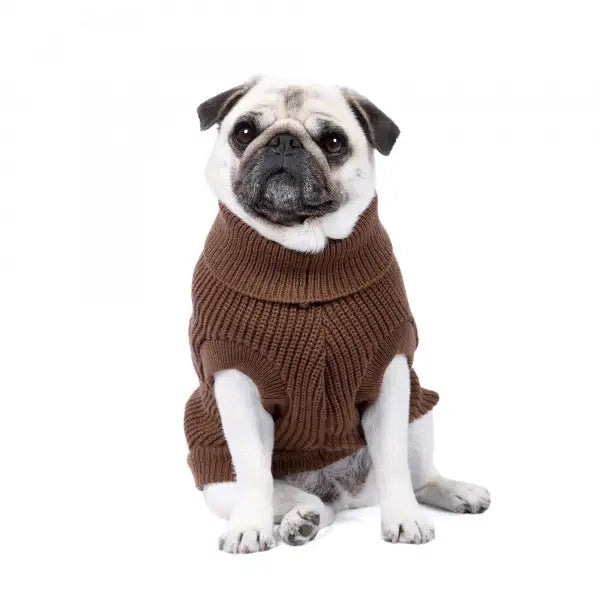 Ribbed Turtle Neck Supersoft Dog Jumper in Cocoa Brown - Rich Paw - 3