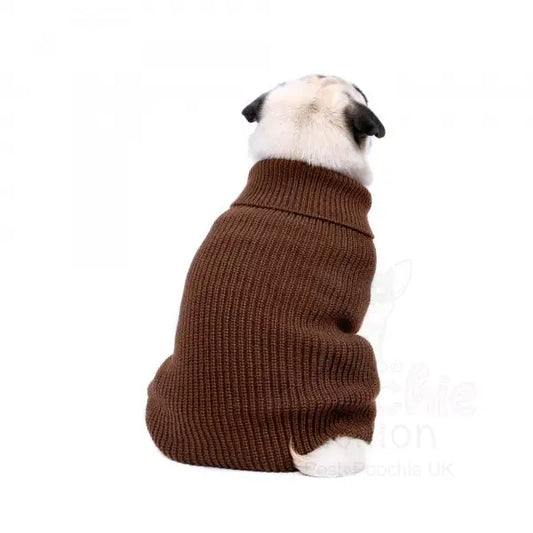 Ribbed Turtle Neck Supersoft Dog Jumper in Cocoa Brown - Rich Paw - 2
