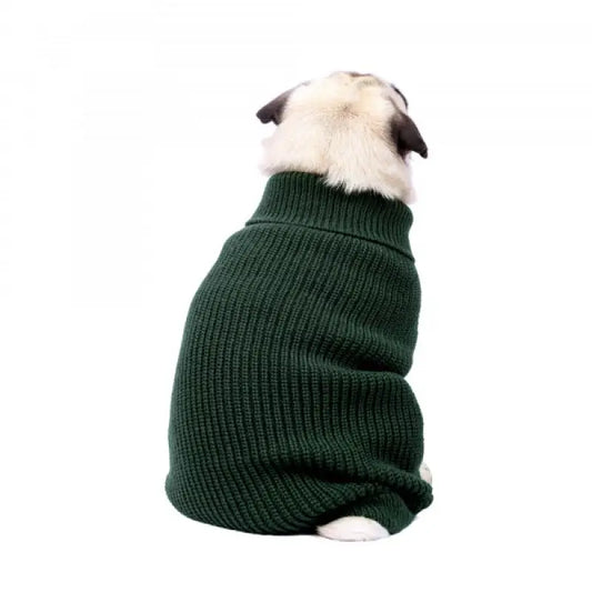 Ribbed Turtle Neck Supersoft Dog Jumper In Forest Green - Rich Paw - 1