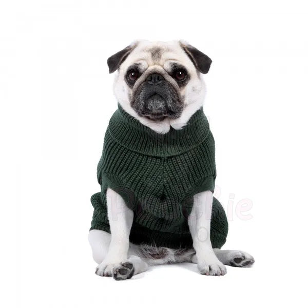 Ribbed Turtle Neck Supersoft Dog Jumper in Forest Green - Rich Paw - 2