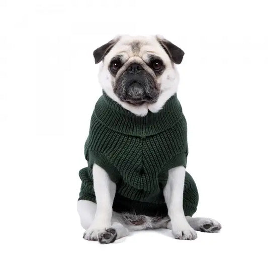 Ribbed Turtle Neck Supersoft Dog Jumper in Forest Green - Rich Paw - 2