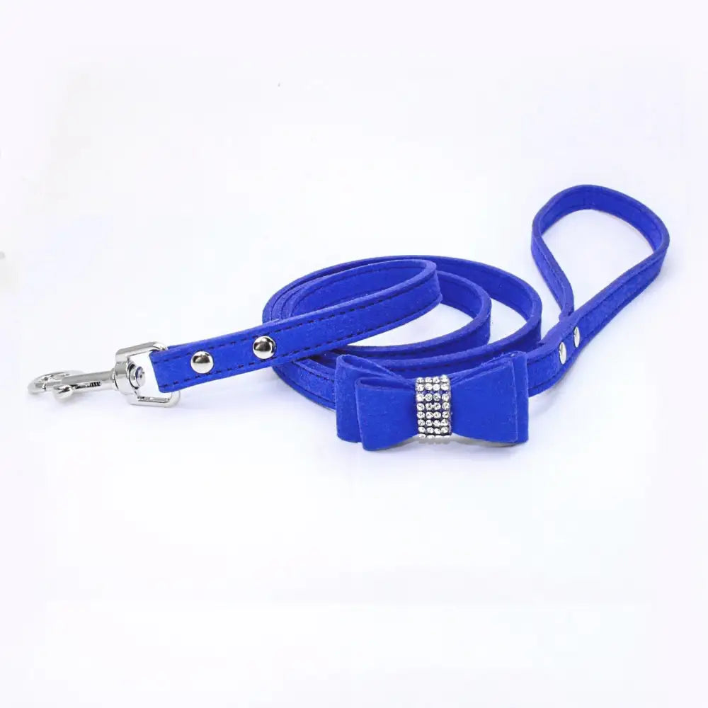 Royal Blue Sparkle Bow Eco-suede Dog Lead - Posh Pawz - 1