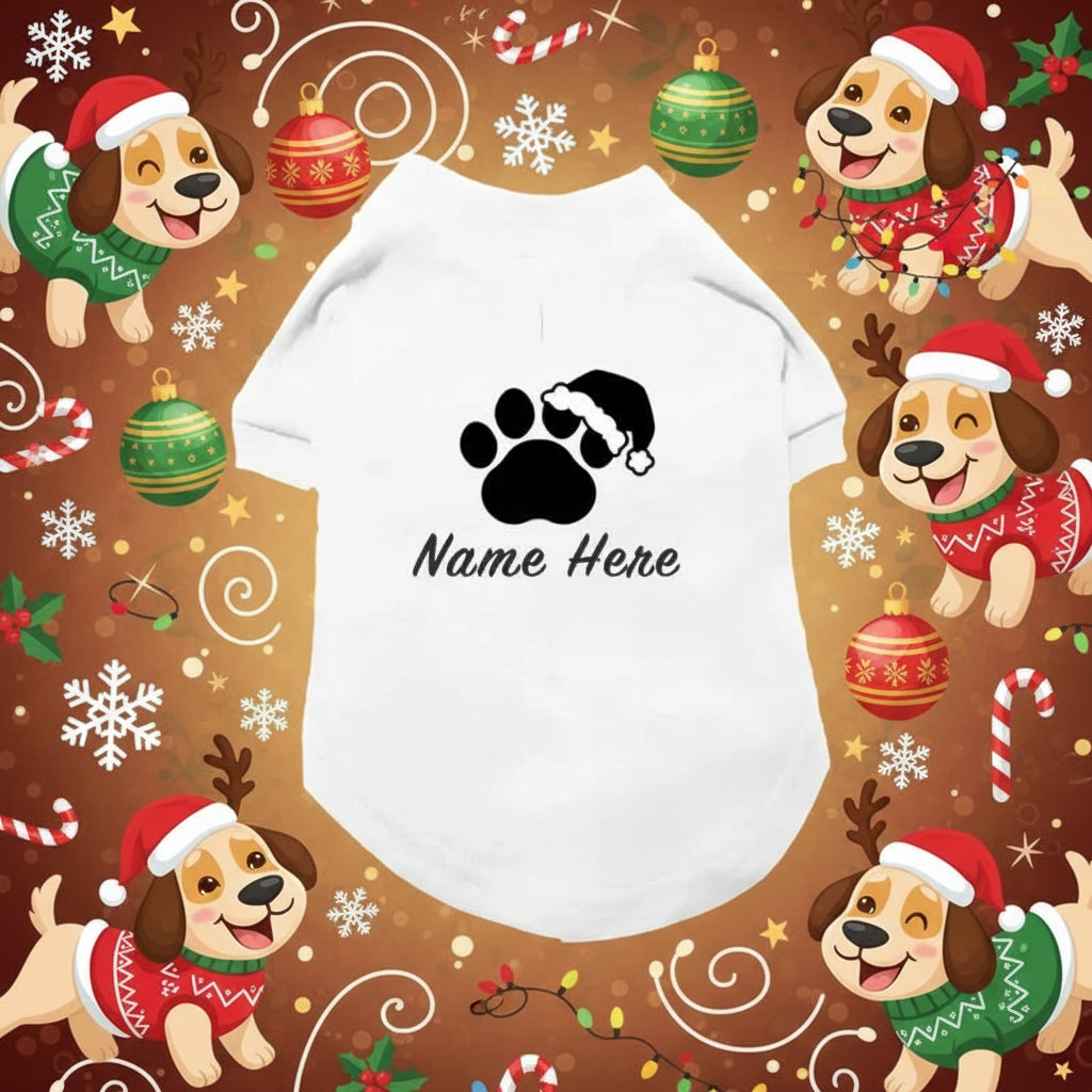 Santa Paw Personalised Christmas Dog T-shirt - Rich Paw - 1