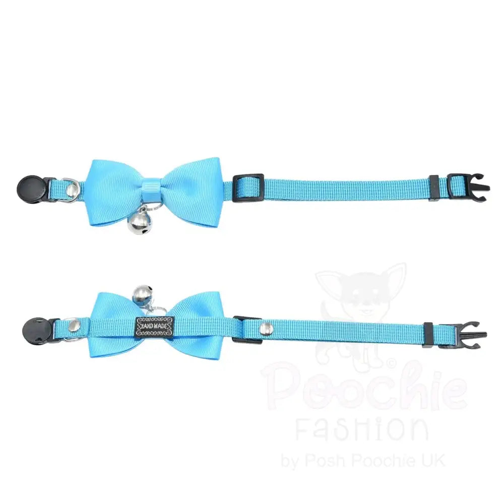 Sky Blue Handmade Bow Tie Cat Collar - Posh Catz - 3