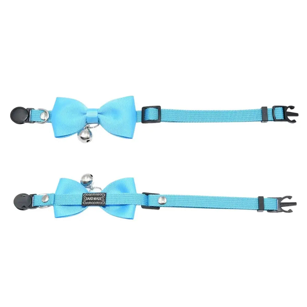Sky Blue Handmade Bow Tie Cat Collar - Posh Catz - 3
