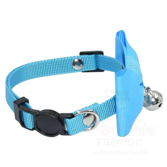 Sky Blue Handmade Bow Tie Cat Collar - Posh Catz - 2