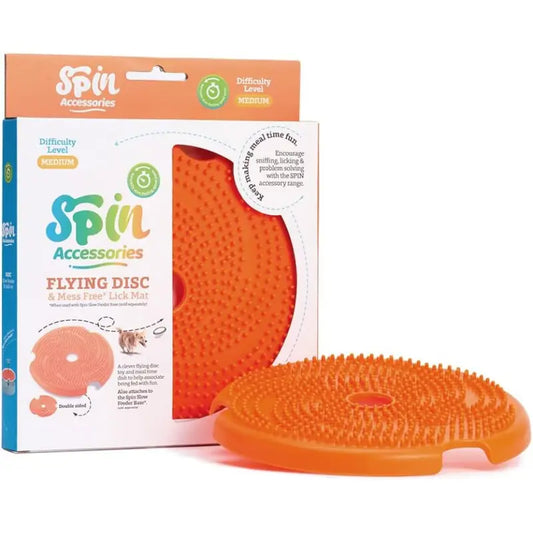 SPIN Accessories Lick Flying Disc Feeder In Orange - Level Medium - PetDreamHouse - 1
