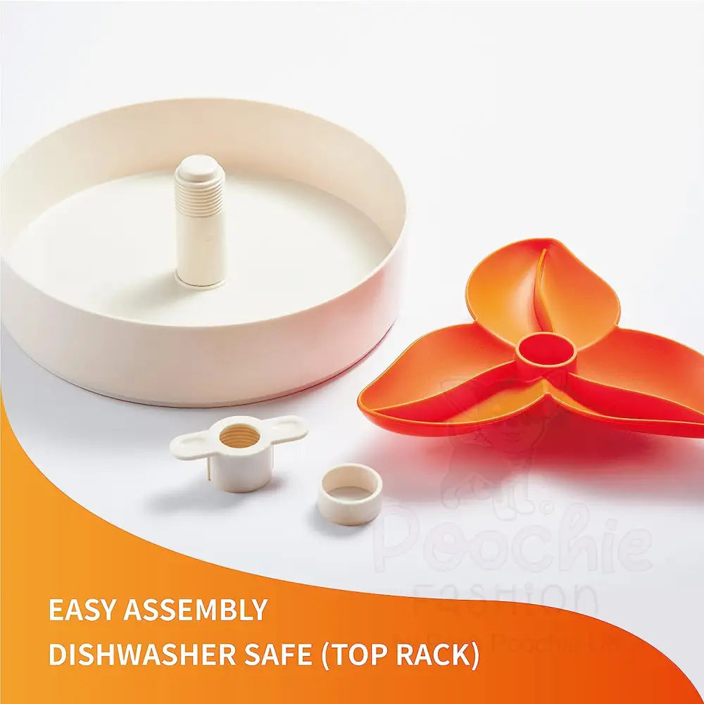 Spin Flower Interactive Pet Slow Feeder in Orange - Level Easy - Petdreamhouse - 4