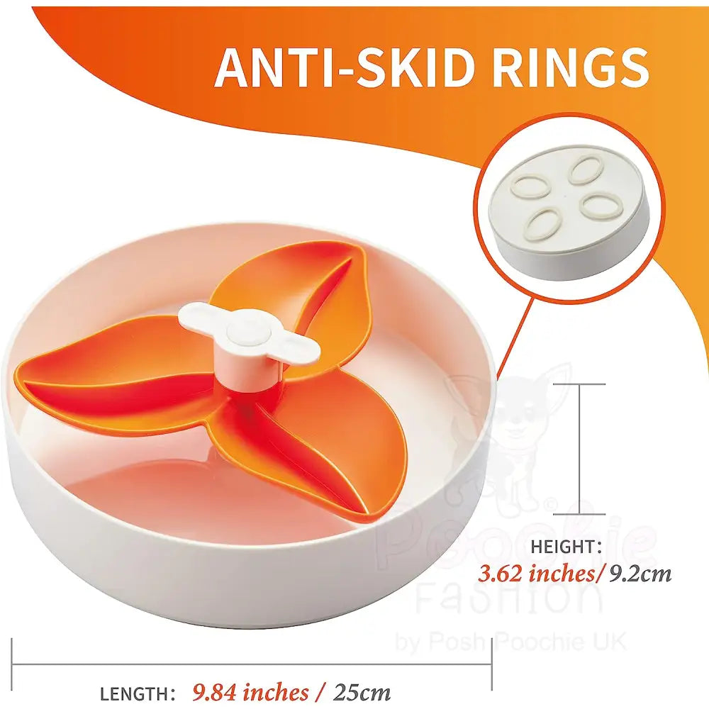 Spin Flower Interactive Pet Slow Feeder in Orange - Level Easy - Petdreamhouse - 3