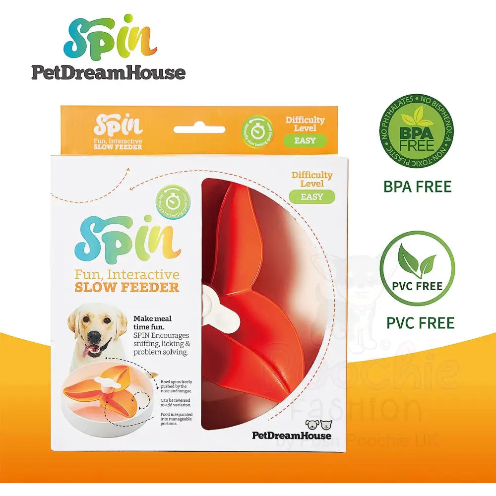 Spin Flower Interactive Pet Slow Feeder in Orange - Level Easy - Petdreamhouse - 5