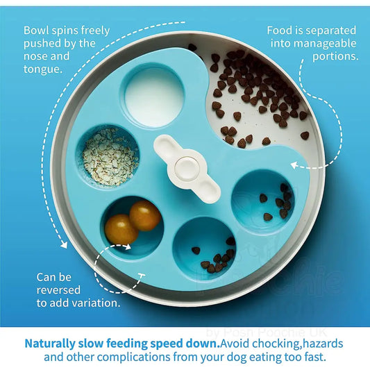 Spin Pallette Interactive Pet Slow Feeder in Blue - Level Medium - Petdreamhouse - 2