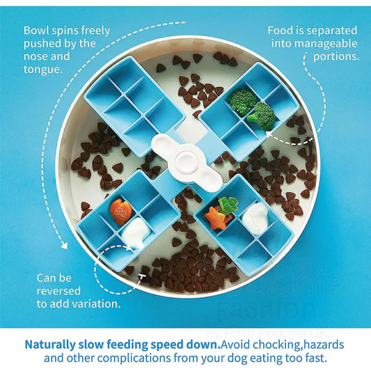 Spin Windmill Interactive Pet Slow Feeder in Blue - Level Easy - Petdreamhouse - 2