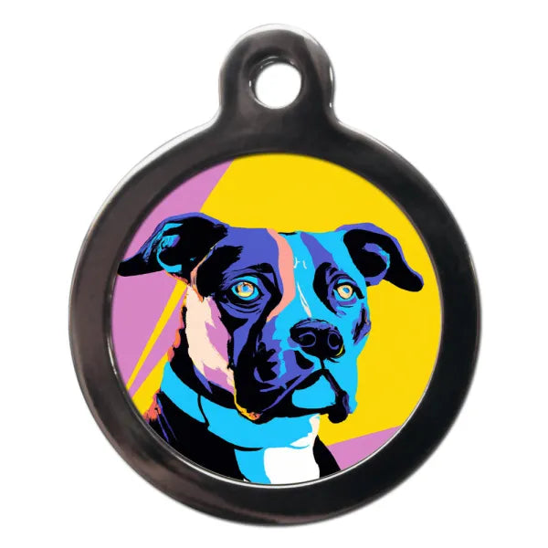 Staffy Pop Art Dog Id Tag Ps Pet Tags 1