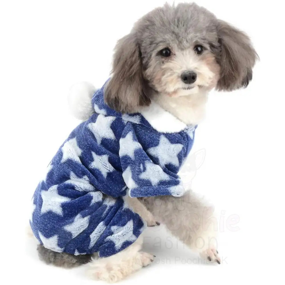 Star Fleecy Puppy Dog Pyjamas in Blue Xlarge - Sale - 5
