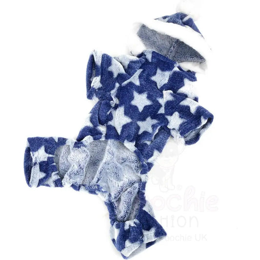 Star Fleecy Puppy Dog Pyjamas in Blue Xlarge - Sale - 2